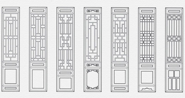 从化常用中式仿古花窗图案隔断设计图